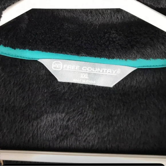 Free Country | Women's Pullover 2XL Black Faux Fur Sherpa Fleece Three button - Picture 7 of 9